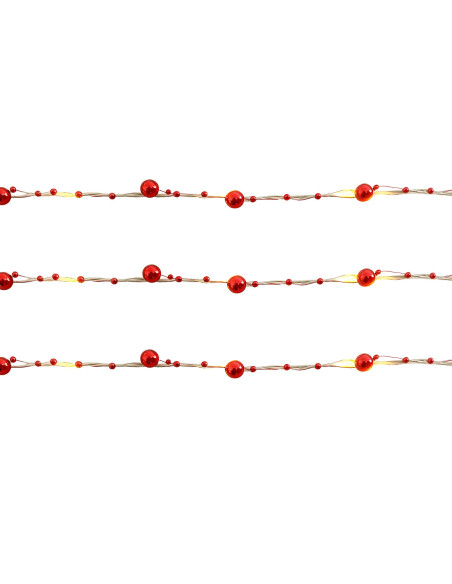 Luces navidad 20 led 2mt luz cálida c/pila pelotas rojas