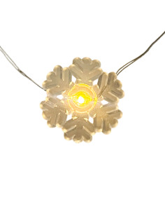 Luces navidad 20 led 2mt luz cálida c/pila copo nieve 2