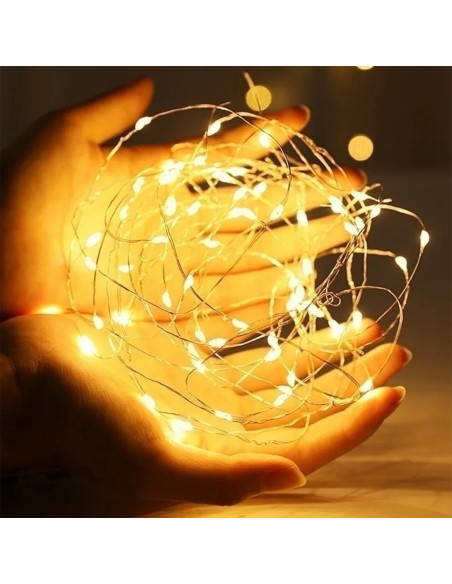 Luces navidad multicolor 50 led 4mt c/pila