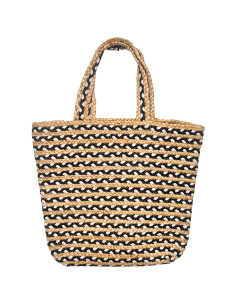 Bolso de Yute Blanco Negro 48x38cm - Elegante y Práctico