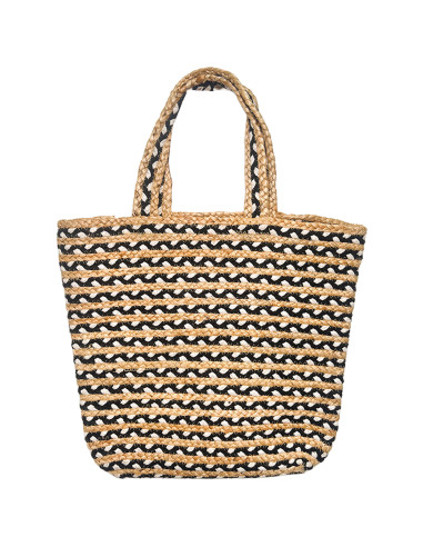 Bolso de Yute Blanco Negro 48x38cm - Elegante y Práctico