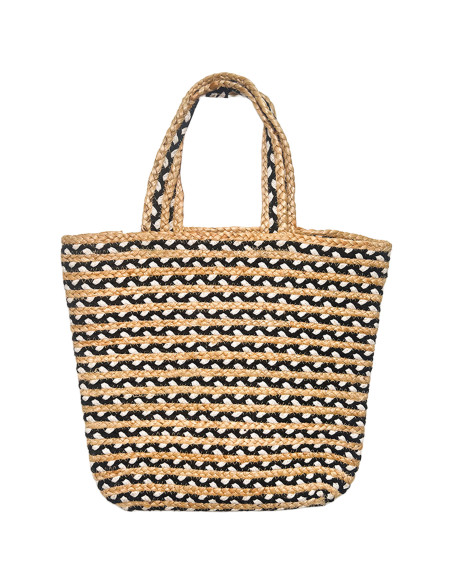 Bolso de Yute Blanco Negro 48x38cm - Elegante y Práctico