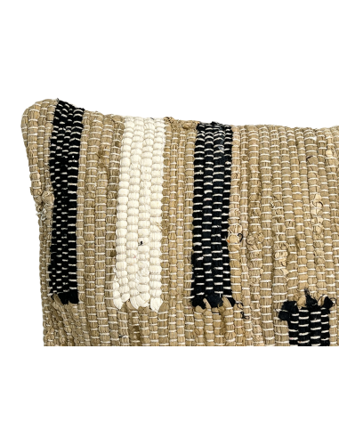 Cojín 30x50cm chindi beige/negro