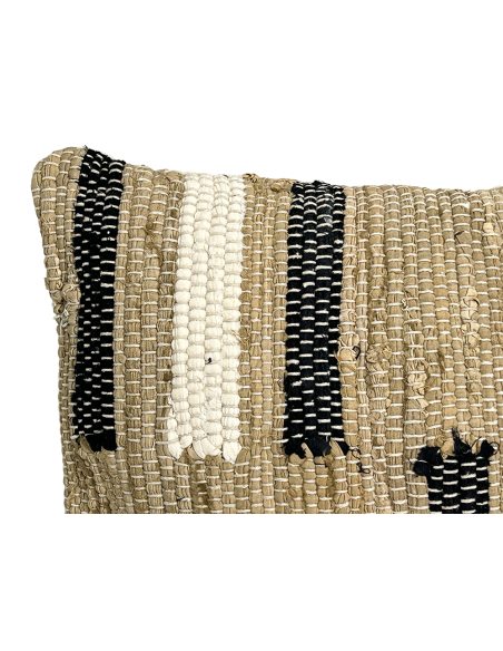 Cojín 30x50cm chindi beige/negro