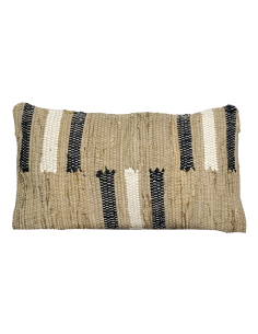 Cojín 30x50cm chindi beige/negro