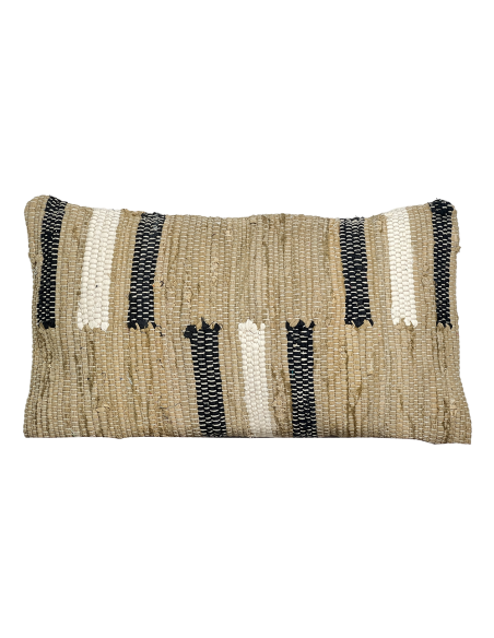 Cojín 30x50cm chindi beige/negro
