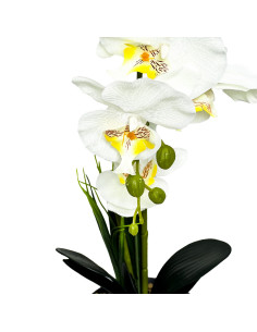 Orquídea artificial 62cm blanca rama doble 2