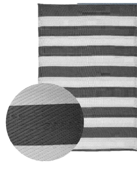 Alfombra exterior PP 150x200cm rayas BN