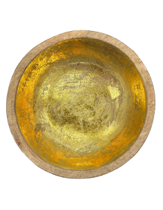 Bowl Madera con Folio Dorado 20cm - Decoración Elegante 2