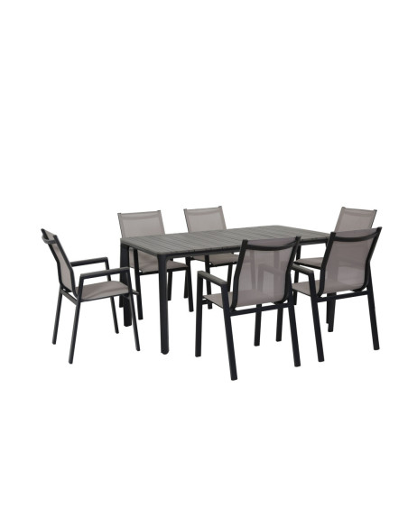 Juego Comedor Terraza 6 Sillas Ely Negro - Muebles Modernos