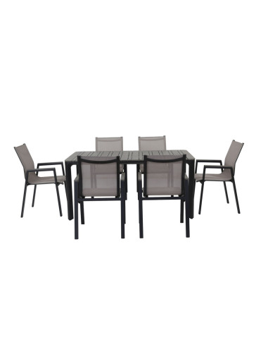 Juego Comedor Terraza 6 Sillas Ely Negro - Muebles Modernos