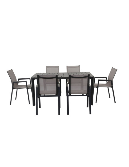Juego Comedor Terraza 6 Sillas Ely Negro - Muebles Modernos