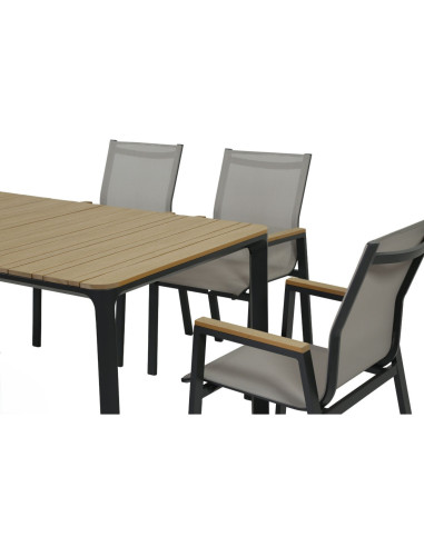 Juego comedor terraza 6 sillas Ely gris oscuro