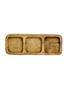 Plato Triple Madera Tostado 29,5x10x3,5cm - Elegante y Rústico 2