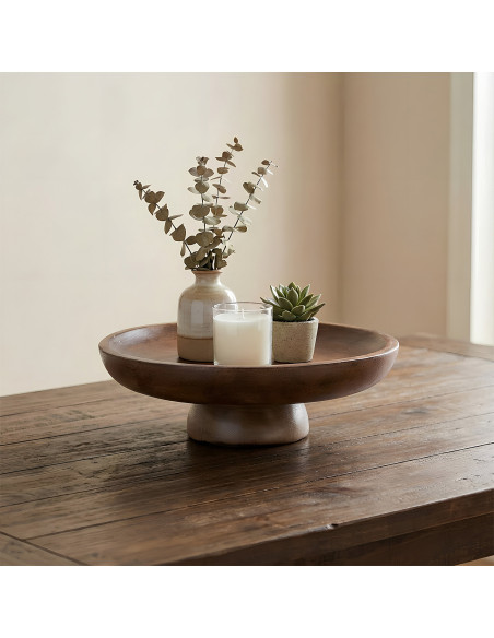 Bowl madera pedestal 28x28x8 oscuro