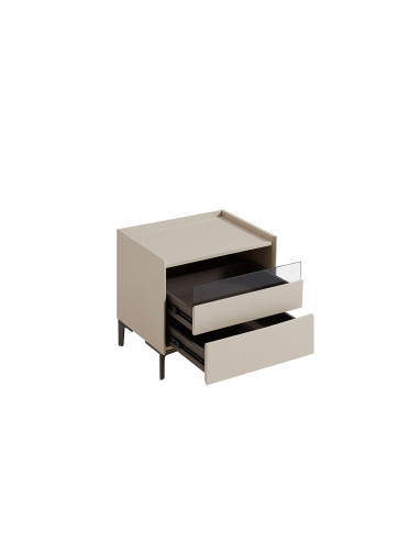 Velador 2 cajones Prisma gris claro