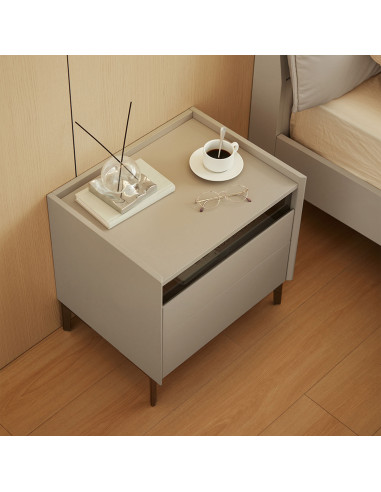 Velador 2 cajones Prisma gris claro