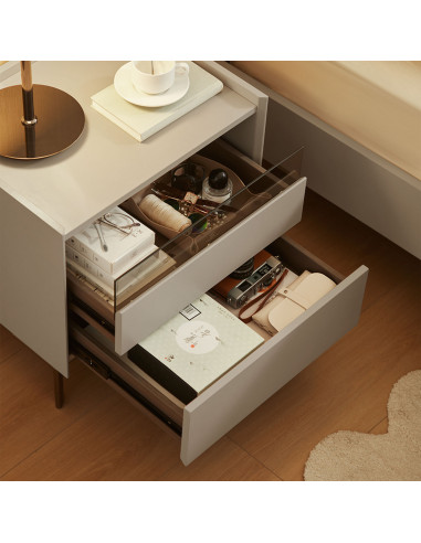 Velador 2 cajones Prisma gris claro