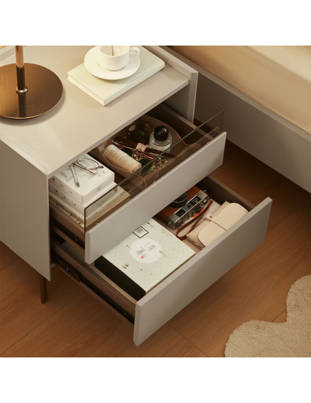 Velador 2 cajones Prisma gris claro