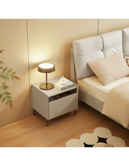 Velador 2 cajones Prisma gris claro