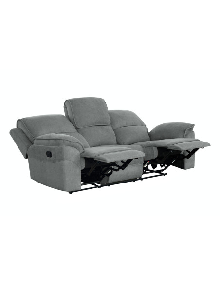 Sofá reclinable 3 cuerpos Oporto gris oscuro