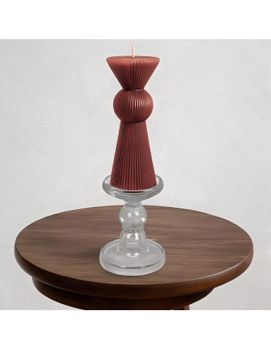 Vela Acanalada Café 13,5cm - Decoración Elegante para el Hogar