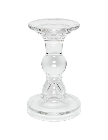 Portavelas de Vidrio Transparente 14cm - Decoración Moderna