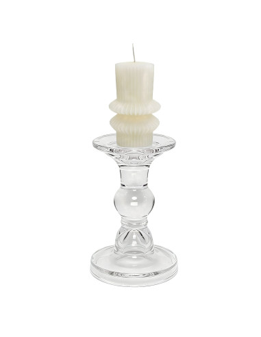 Portavelas de Vidrio Transparente 14cm - Decoración Moderna