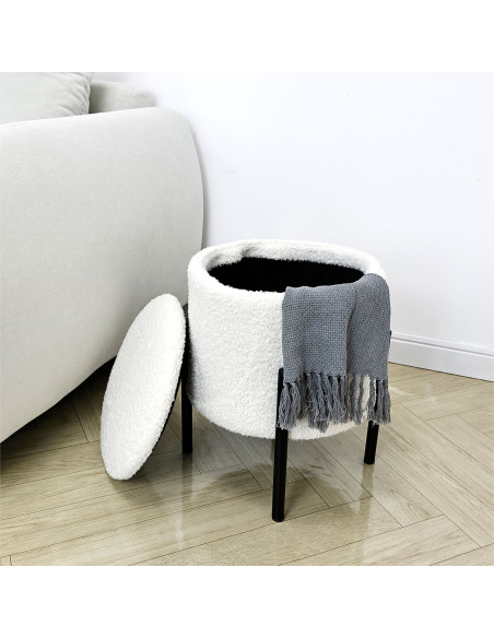 Pouf almacenamiento Minosh blanco