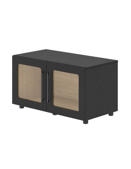 Buffet modular bajo Mia negro vidrio