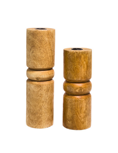 Candelabro madera 7x7x18 natural