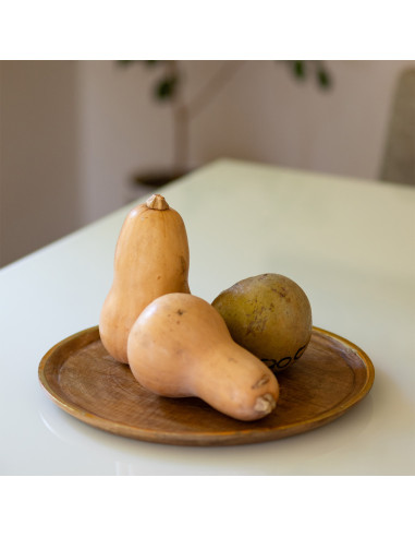 Plato de Madera con Folio Dorado 30,5cm - Decoración Elegante