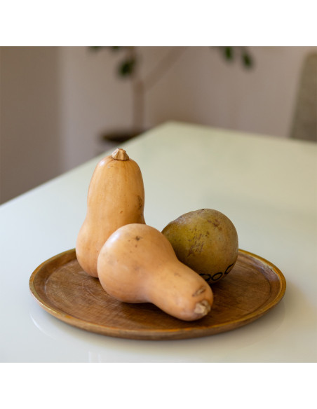 Plato de Madera con Folio Dorado 30,5cm - Decoración Elegante