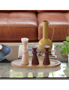 Vela Acanalada Beige 20cm - Decoración Elegante y Moderna 2