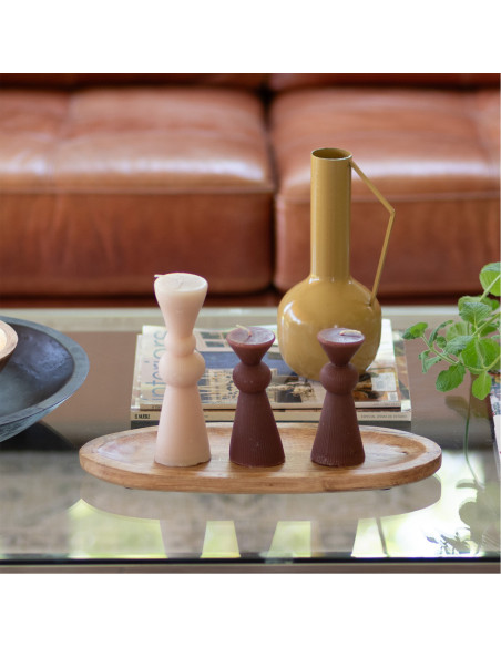 Vela Acanalada Beige 20cm - Decoración Elegante y Moderna