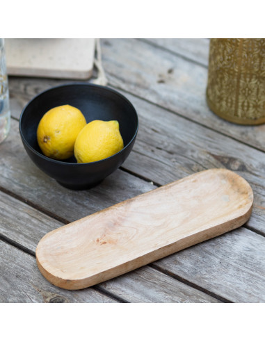 Bandeja madera 30x10,5x2 cafe oscuro ovalado