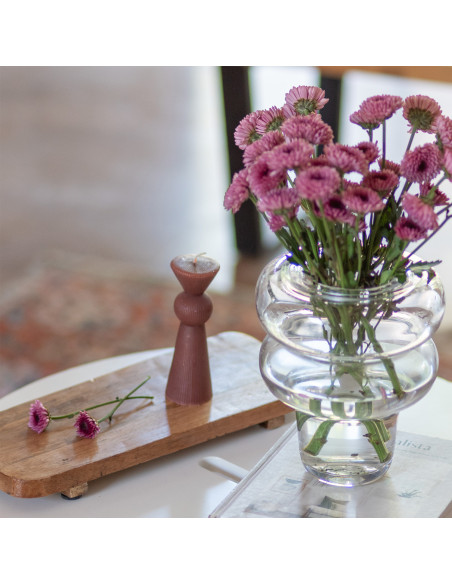 Vela Acanalada Café 13,5cm - Decoración Elegante para el Hogar