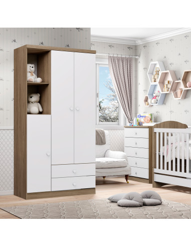 Closet Menta café-blanco 3 puertas