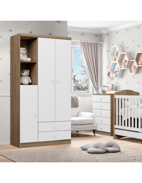 Closet Menta café-blanco 3 puertas