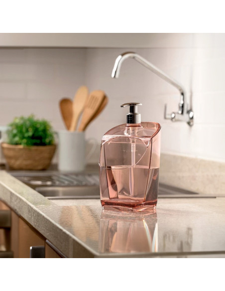 Dispensador jabón porta esponja rosado