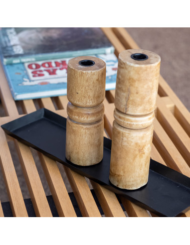 Candelabro madera 7x7x18 natural