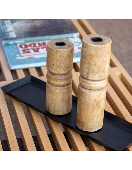 Candelabro madera 7,5x75x22 cafe oscuro