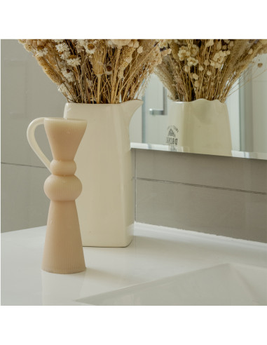Vela Acanalada Beige 20cm - Decoración Elegante y Moderna