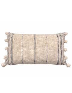 Cojín Con Pompones En Los Bordes Gris 30x50cm - Decoración Hogar