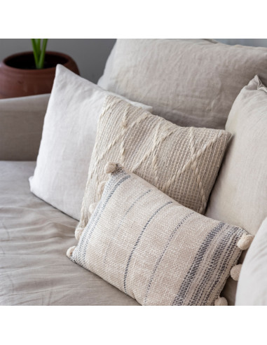 Cojín Rombos Tejido Crudo 45x45 cm - Decoración Textil Hogar