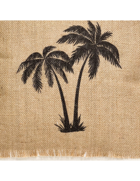 Cojín de Yute 43x43cm con Estampado de Palmeras - Decoración Tropical