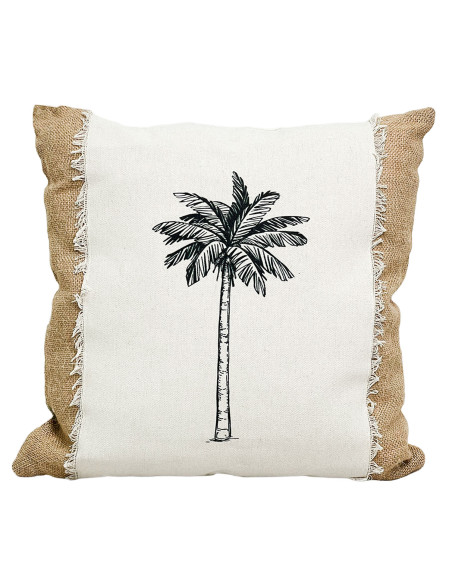 Cojín de Yute con Estampado de Palmeras 43x43cm