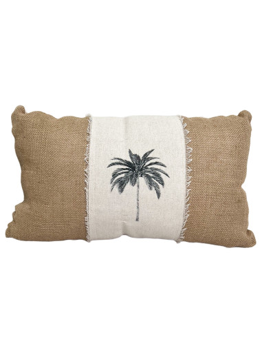 Cojín de Yute con Estampado de Palmeras 50x30 cm