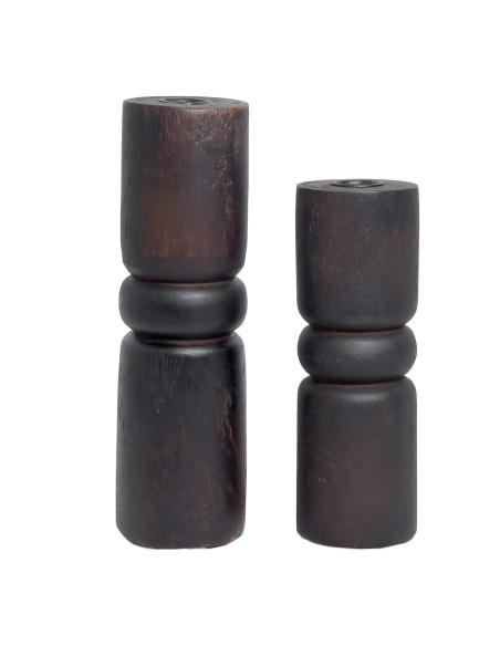 Candelabro madera 7x7x20 negro