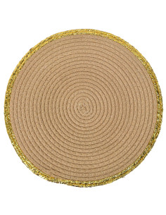 Individual de Mimbre Café Dorado de 38 cm - Protege tu Mesa